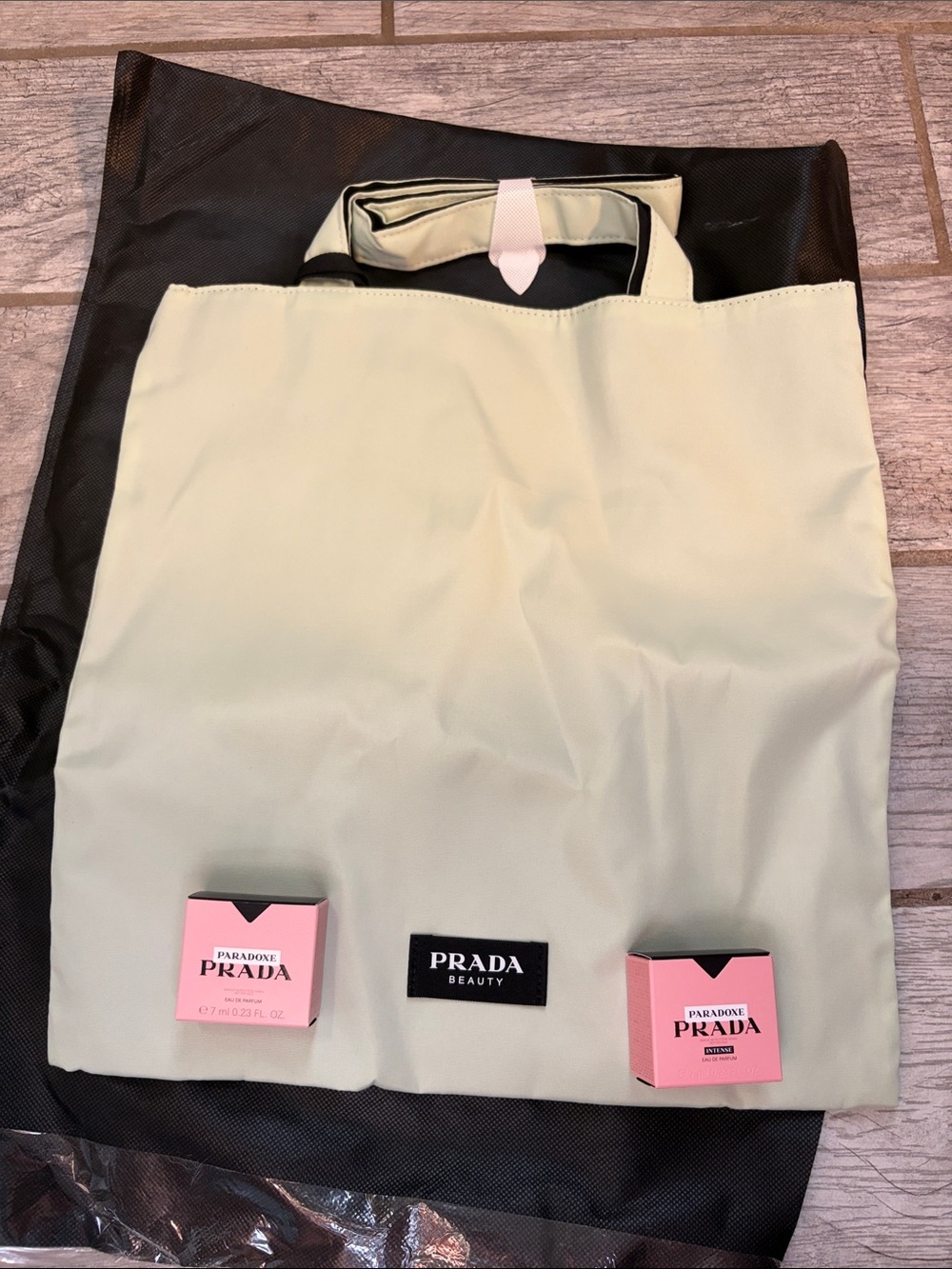Prada light green nylon tote bundle